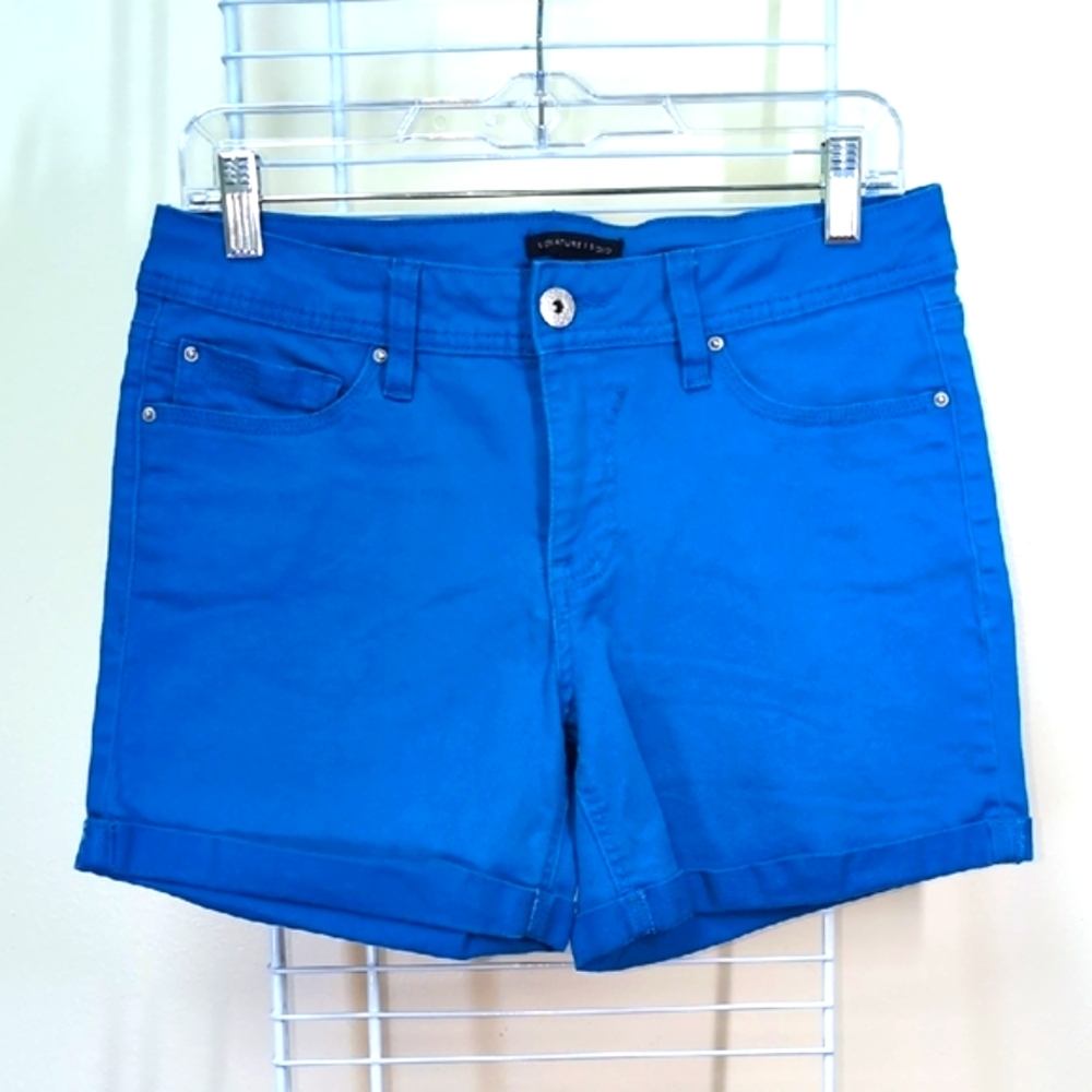 Signature Studio Size 10 Women's Royal Blue Jean Shorts w/ Rolled Hem & Pockets